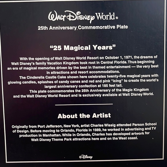 The Art of Disney: 25 year Commemorative plate - Picture 3 of 6